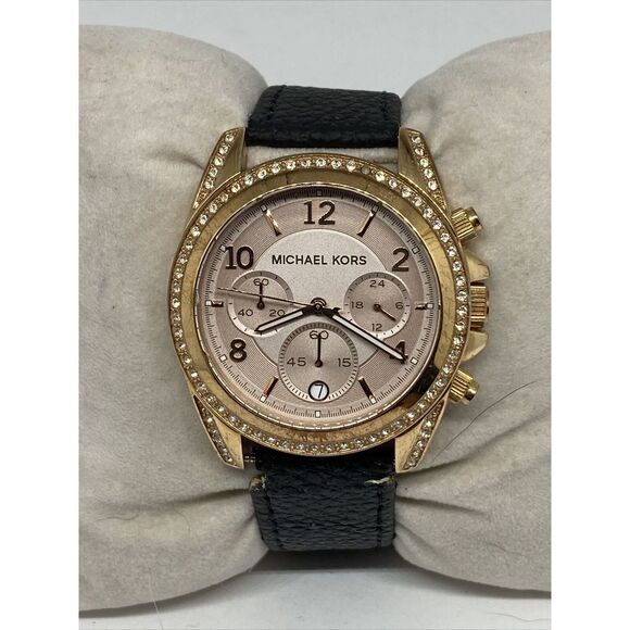 Michael Kors Blair MK-5943 Women's Black Leather Analog Dial Quartz Watch WFH92